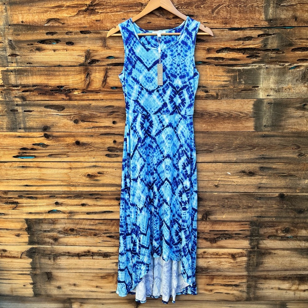 SPENSE | NWT Blue Tie Dye Sleeveless Hi Low Dress